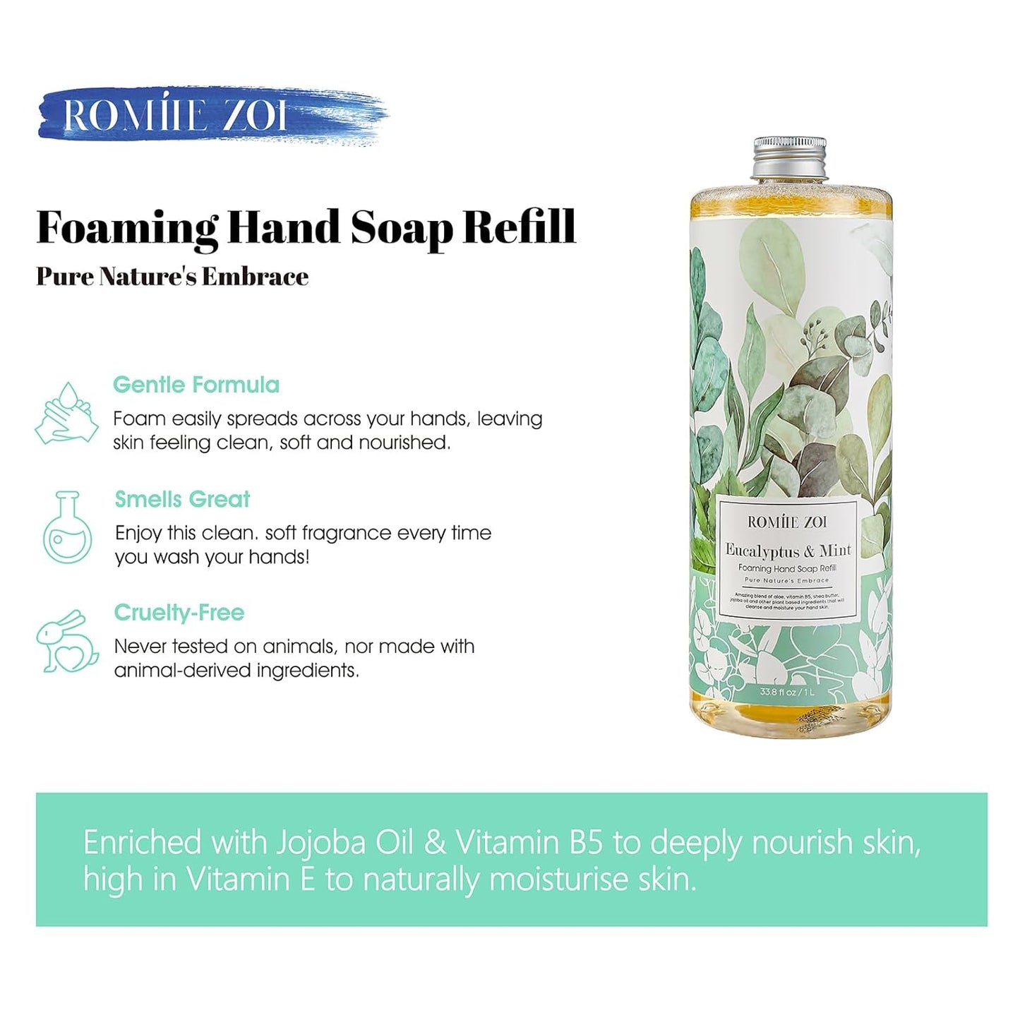 Tomato Vine Foaming Hand Soap Refill Set – 3 Pack (33.8 Fl Oz Each) – Chemical-Free & Moisturizing with Refillable Dispenser for Kitchen & Bathroom