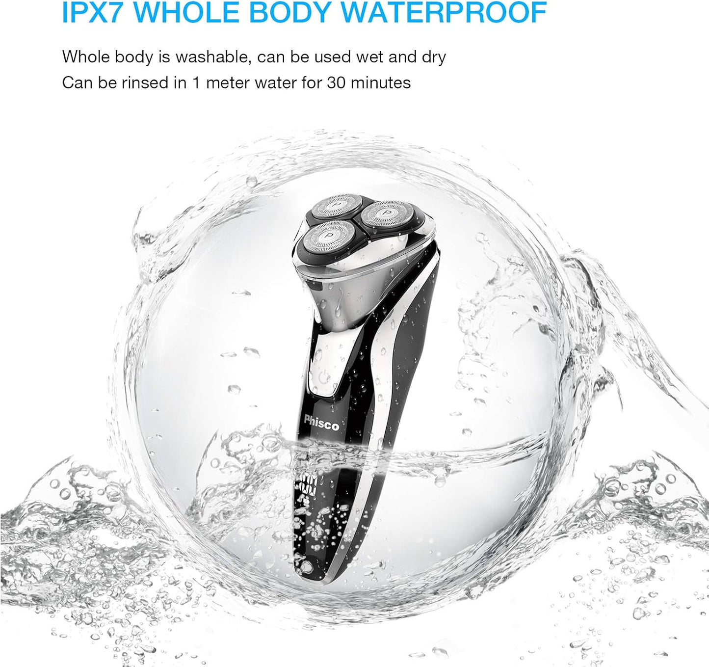 Electric Shaver for Men - Rechargeable Rotary Razor with Pop-Up Trimmer | Waterproof LED Display