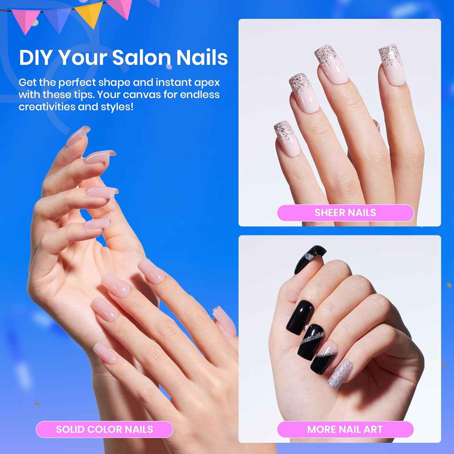 Beetles Gel Nail Kit – Short Square Apex Tips & 15ml Dehydrator & Primer Set