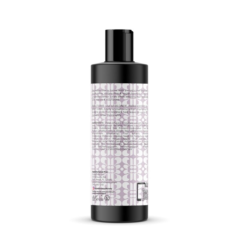 Instant Beauty, Palm Bleach Blonde Purple Shampoo, Sulfate-Free, Color Depositing for Blonde and Gray Hair