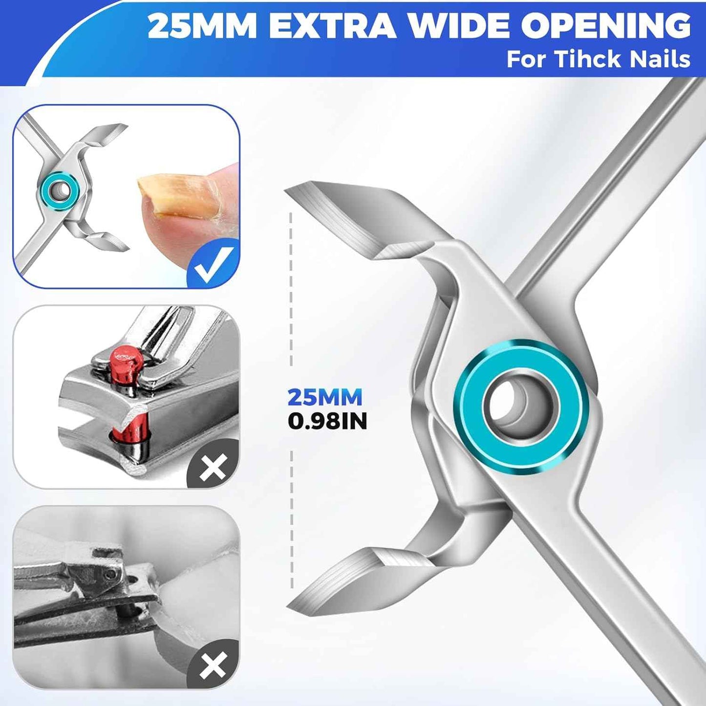 Professional Toenail Clippers for Seniors | Wide Jaw, Curved Design for Thick & Ingrown Nails