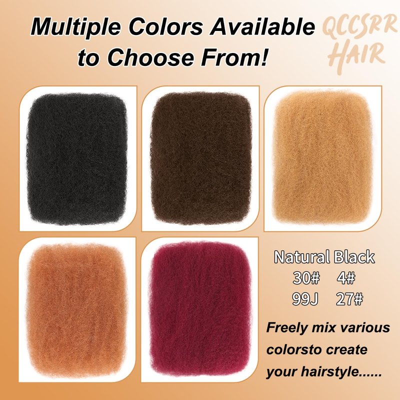 Afro Kinkys Bulk Human Hair for Braiding & Twists 12 Inch 50g/Pack, 1B Color Afro Kinkycurly Bundles Human Hair Suitable for Mini Twist, Micro Locs Extensions, Locs Repair & Various Hairstyles