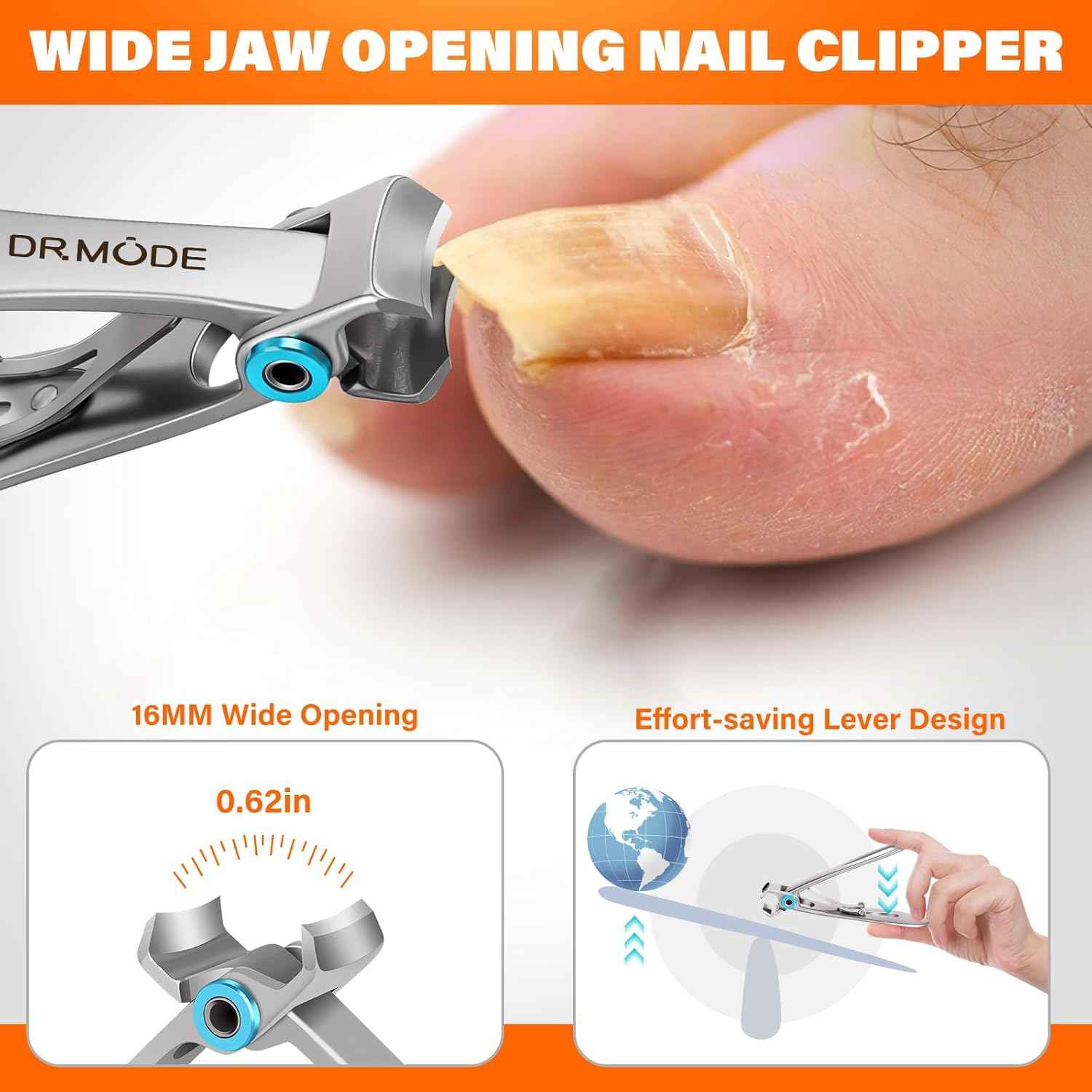 Slanted Toenail Clippers for Thick Toenails - Angled Head Nail Trimmers for Seniors