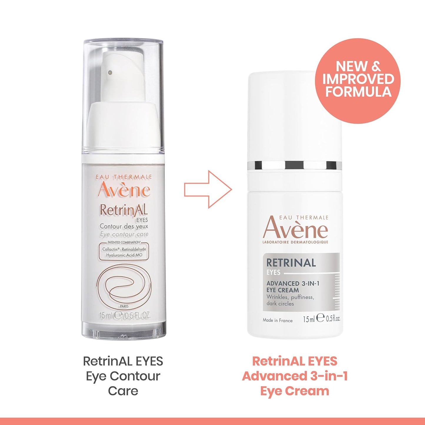 Avène Advanced 3-In-1 Eye Cream | Retinaldehyde & Hyaluronic Acid, Reduces Wrinkles & Dark Circles