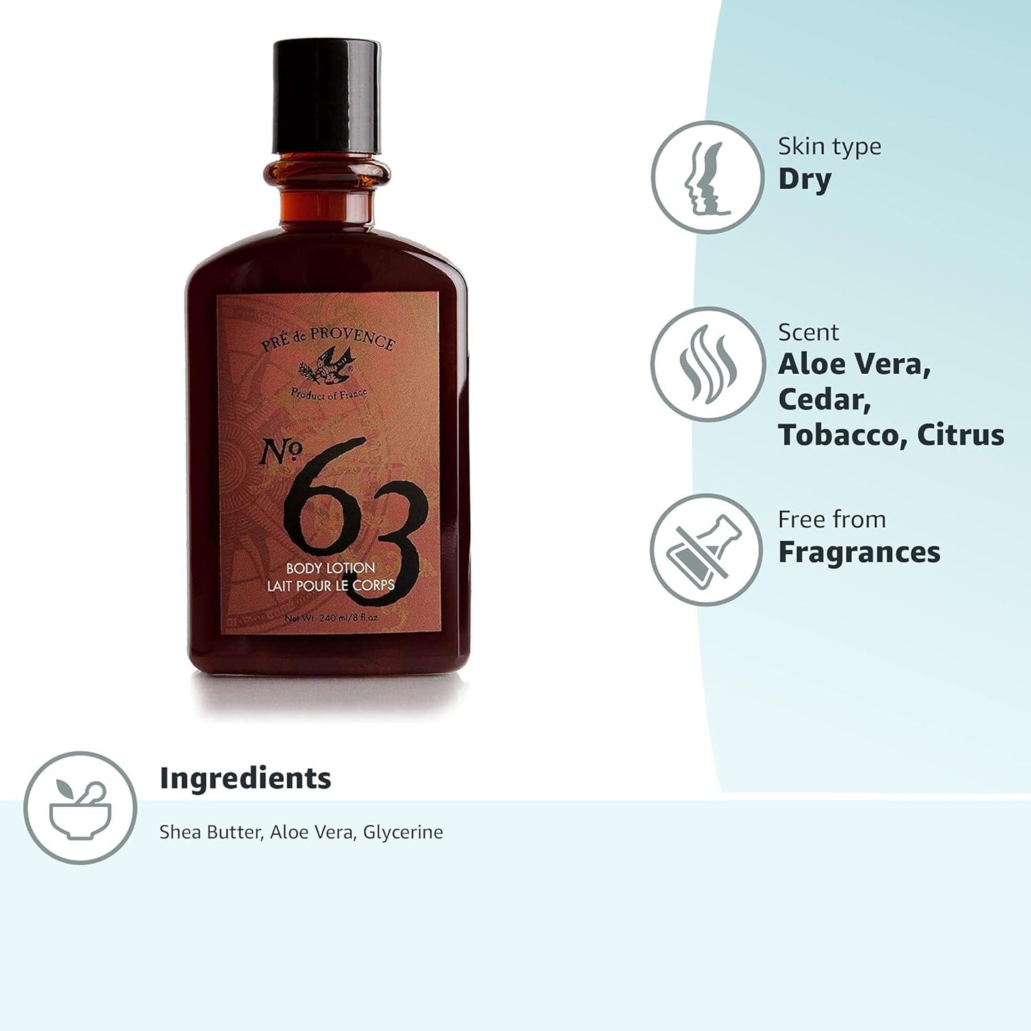 Pre de Provence No.63 Men's Lotion - Nourishing Hydrating Formula | 8.4 Fl Oz