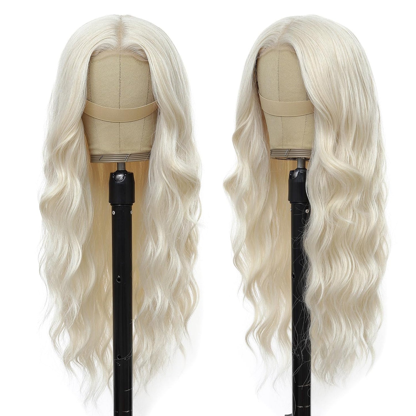 Sarensall Platinum Blonde Wigs for Women Glueless Lace Hairline Synthetic Lace Front Wigs for Daily Party Cosplay Use 24 Inch