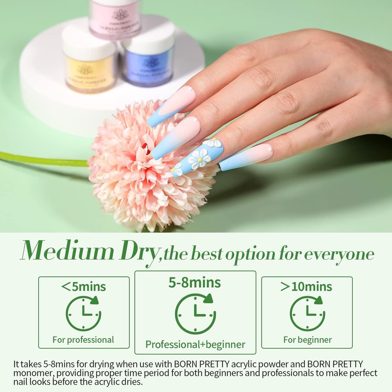 BORN PRETTY Acrylic Powder Set 36 Colors Acrylic Nail Powder Nude Pink Burgundy Red Green Blue White All Seasons Professional Polymer 3D Nail Art Kit for French Extension Carving Valentines Day Gift