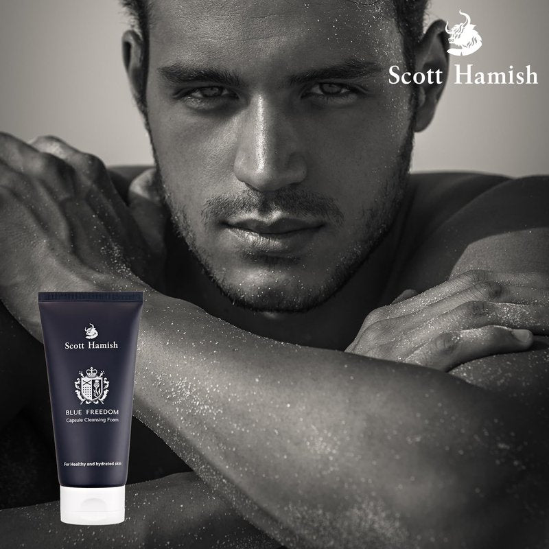 Scott Hamish Freedom Capsule Cleansing Foam - Exfoliating Face Scrub & Gentle Cleanser for Men | Moisturizing Cica Wash, 5.07 fl. oz.