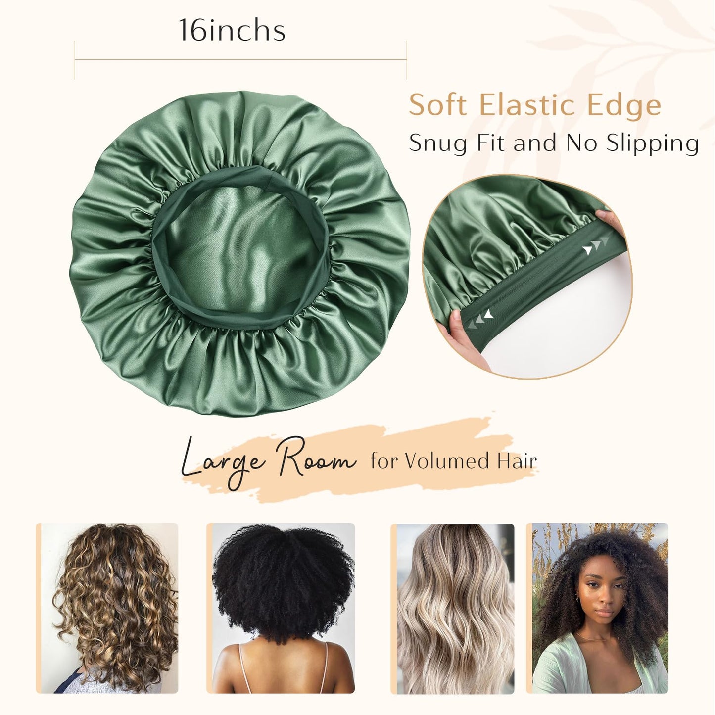 Satin Bonnet Set Includes 1 Satin Bonnet for Man Women(Black) and 1Satin Bonnet for Women(Green)
