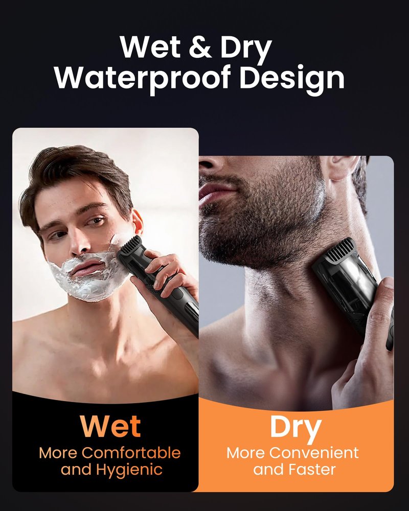 kurtmark Vacuum Beard Trimmer for Men, Rechargeable Electric Mens Beard Trimmer with Adjustable Length Comb (1-20mm)