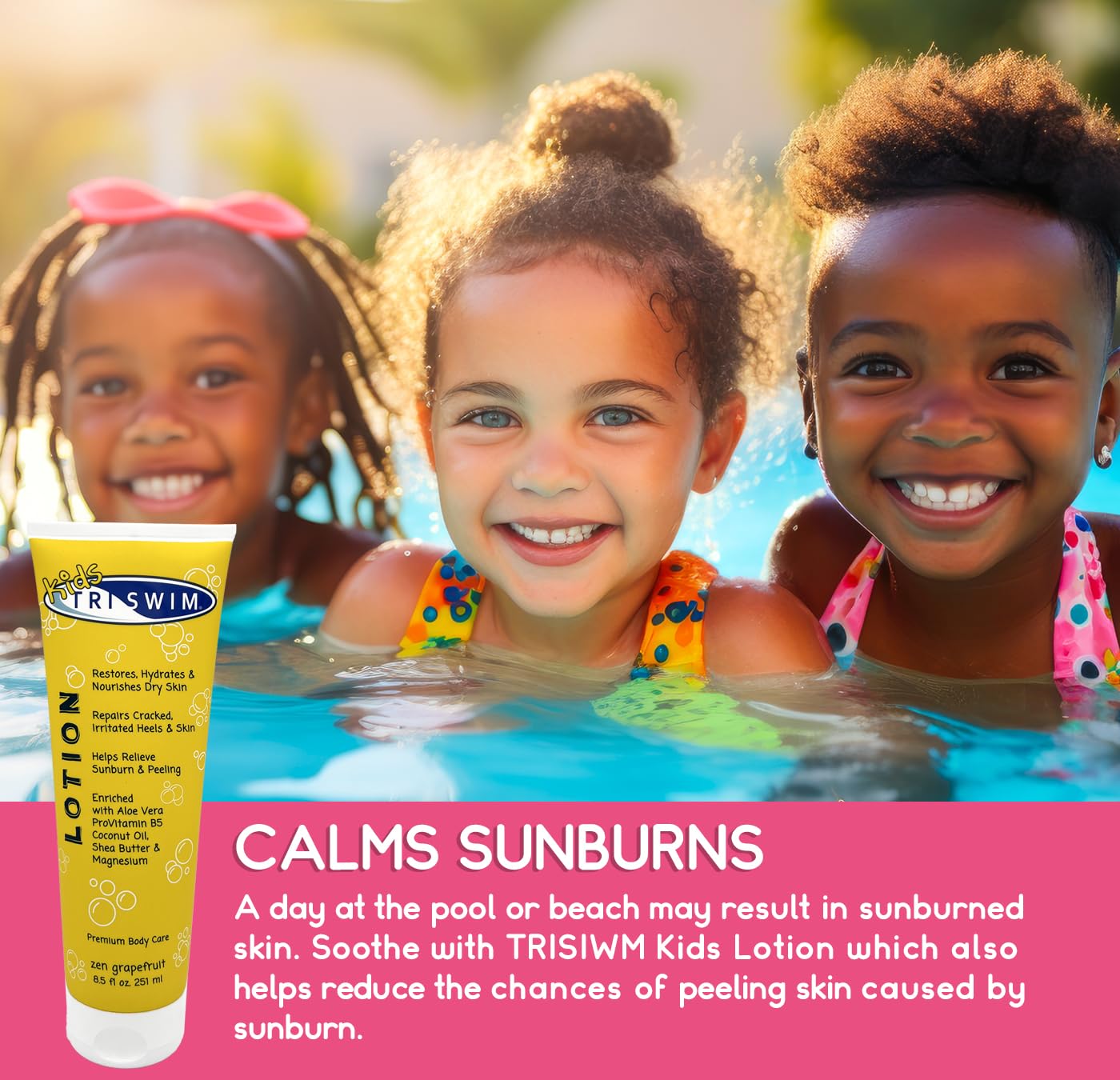 TRISWIM Kids Scented Body Lotion Skin Hydrating Moisturizer Chlorine Removal with Aloe Vera