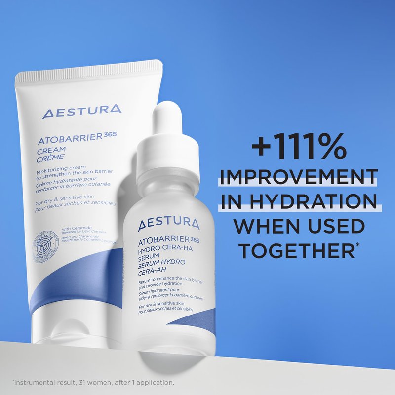 AESTURA ATOBARRIER365 Hydro CERA-HA Korean Face Serum with Ceramides, Hyaluronic Acid & Niacinamide | Lightweight Hydrating Serum for Barrier Repair & Glow For Dry & Sensitive Skin, 30ML / 1.01 fl.oz.
