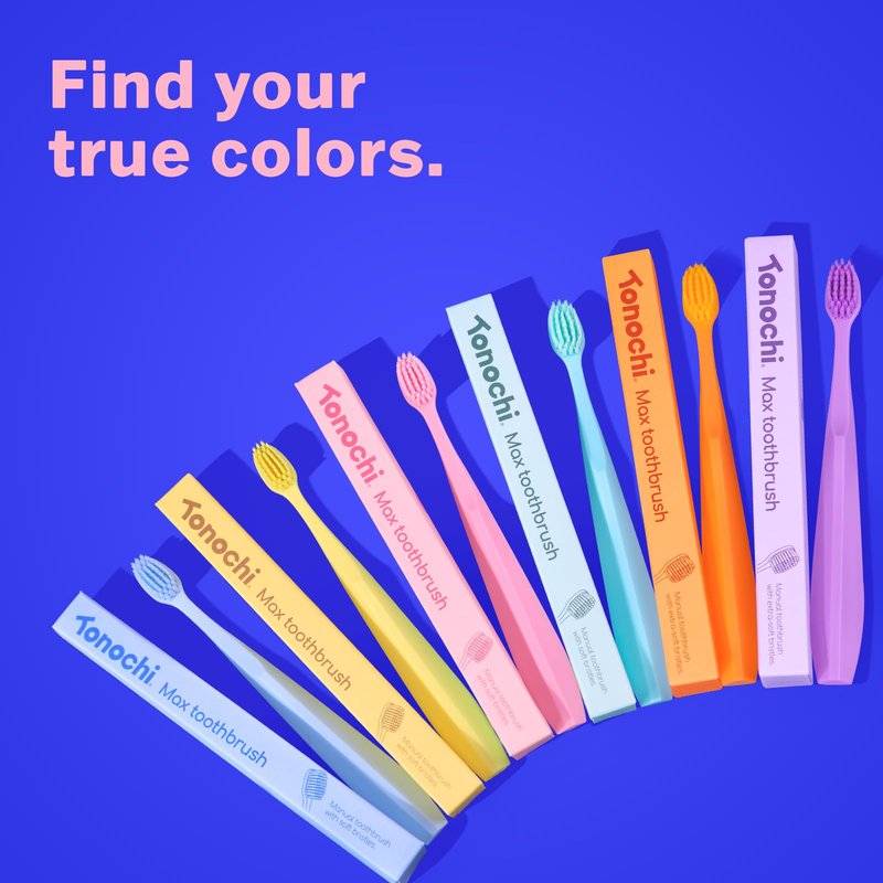Tonochi Max Extra Soft Toothbrush for Adults with Sensitive Gums, Soft Bristle Toothbrushes, Wide Head for Back Teeth, Ergonomic Non-Slip Grip, BPA Free, Individually Wrapped, 4 Pack, Blush Pink