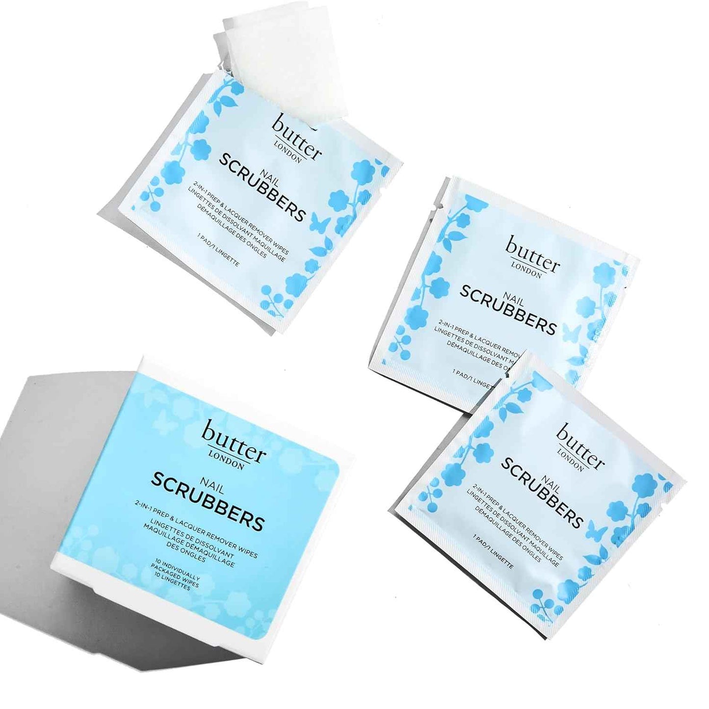 Butter LONDON 2-in-1 Nail Polish Remover Pads - Travel-Friendly Gel Scrubbers, Cruelty-Free