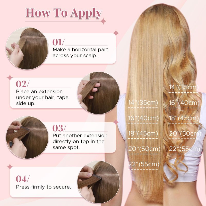 SEGOHAIR Wavy Tape In Hair Extensions Real Human Hair with Double-Sided Adhesive Professional Hair Extensions for Women 20pcs Body Wave 14 Inches Dark Brown