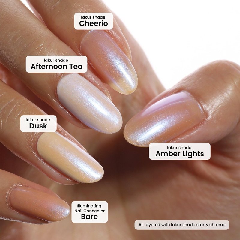 LONDONTOWN Lakur Nail Polish/Topper - Chrome Glaze - Enhanced Color Long Lasting Top Nail Coat Gel-free Shine Nail Look, Starry Chrome Topper, 0.4 oz