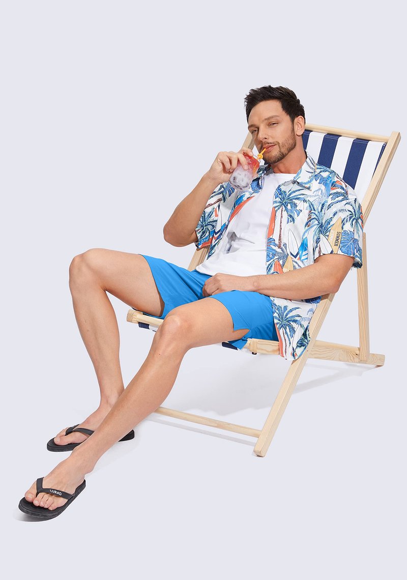 G Gradual Men's Swim Trunks Quick Dry Bathing Suit Beach Board Shorts for Men with Zipper Pockets and Mesh Lining(Blue,S)