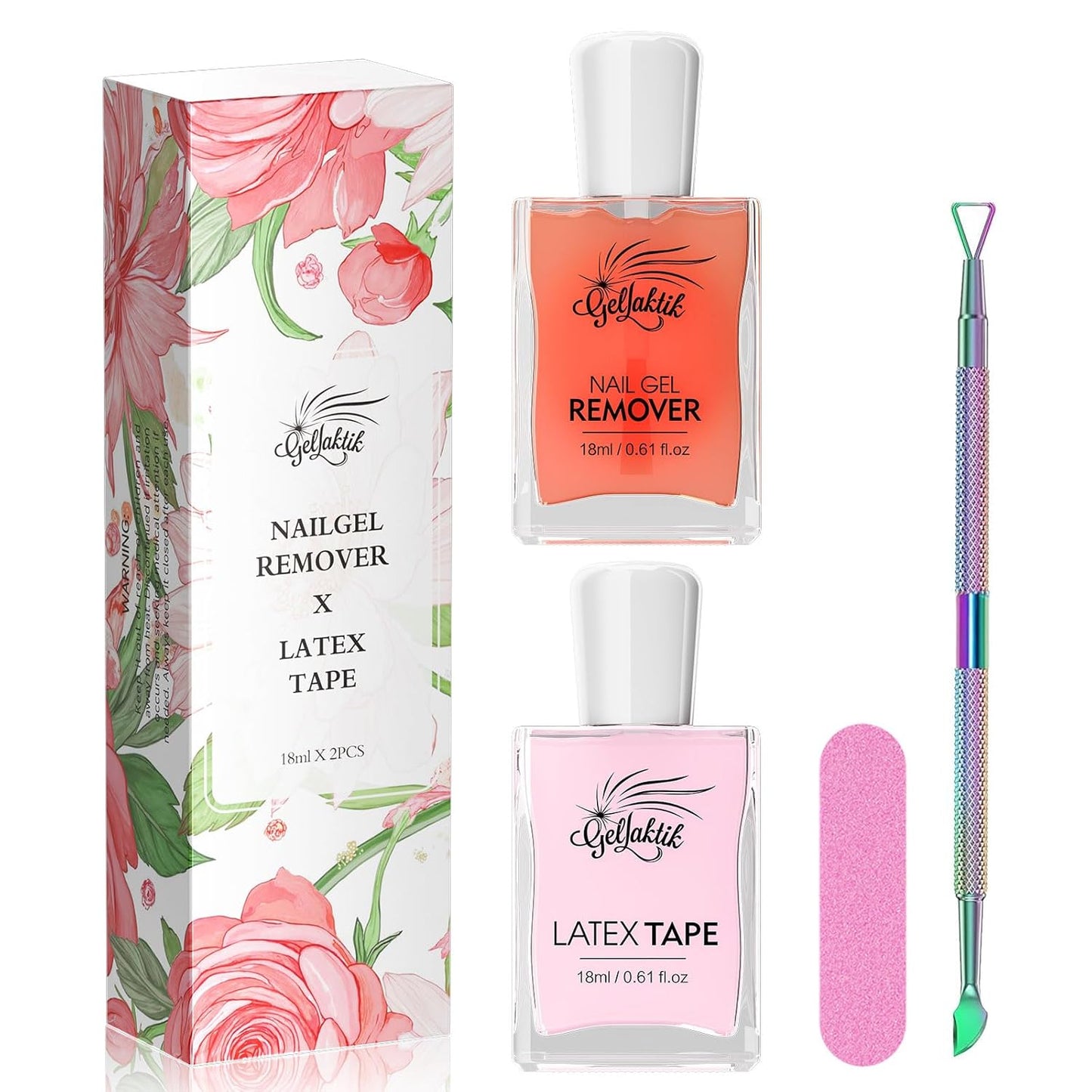 Gel Polish Remover Kit - 3 x 18ml with Cuticle Oil & Liquid Latex Tape, Fast 3-5 Min Removal