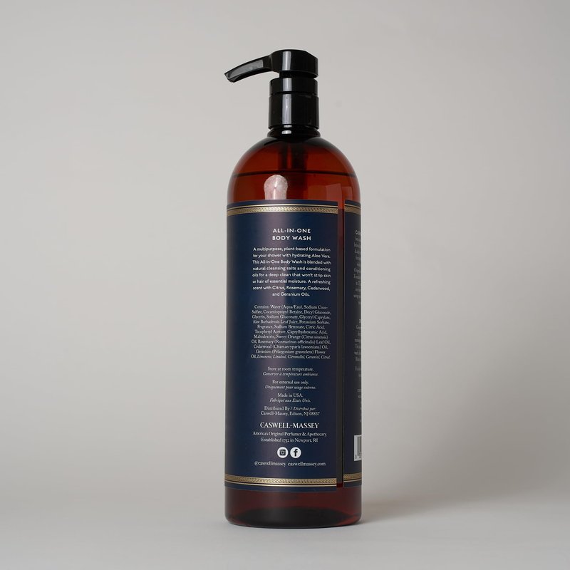 Caswell-Massey All-in-1 Body Wash, Use as a Face Wash, Beard Wash, Shampoo, Body Wash & Shave Gel, Signature Heritage Soap for Men, Made in USA, 32 Fl Oz
