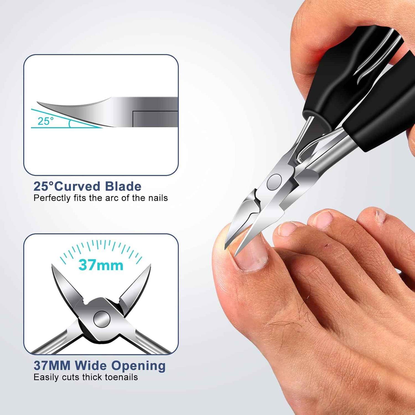 Large Toenail Clippers for Thick Nails - Podiatrist-Approved Slanted Design for Seniors