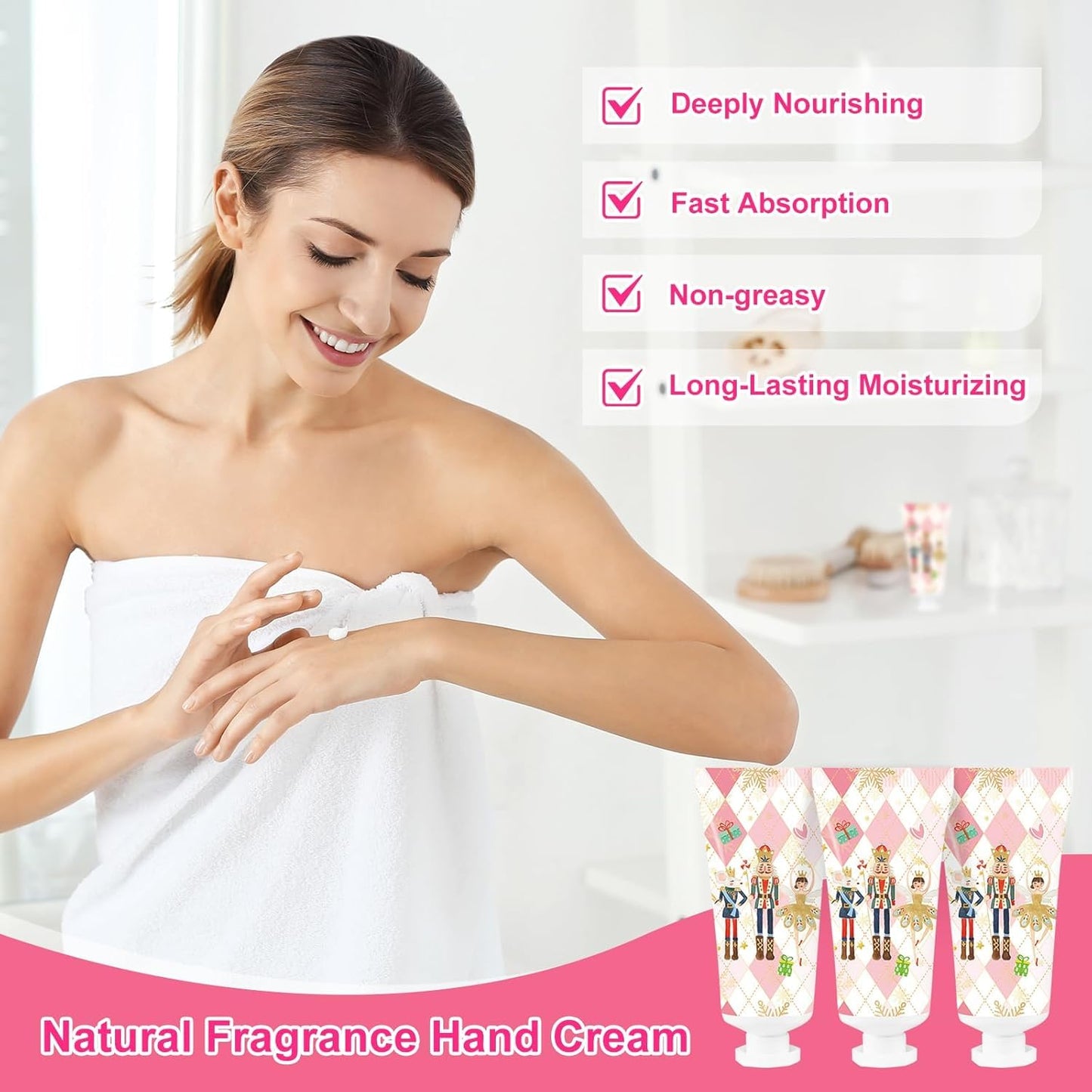 50 Pcs Christmas Hand Cream Set - Travel Size Winter Scented Lotion for Women & Girls - Unique Stocking Stuffers (Nutcracker)