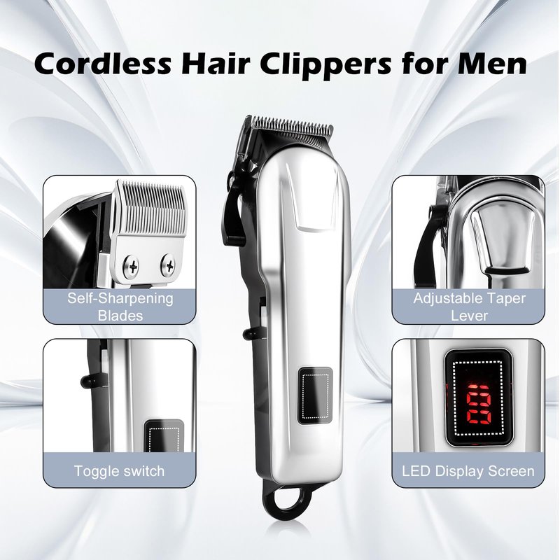 4 Pack Hair Clippers for Men Cordless Clippers for Hair Cutting Rechargeable Beard Hair Trimmer LED Display