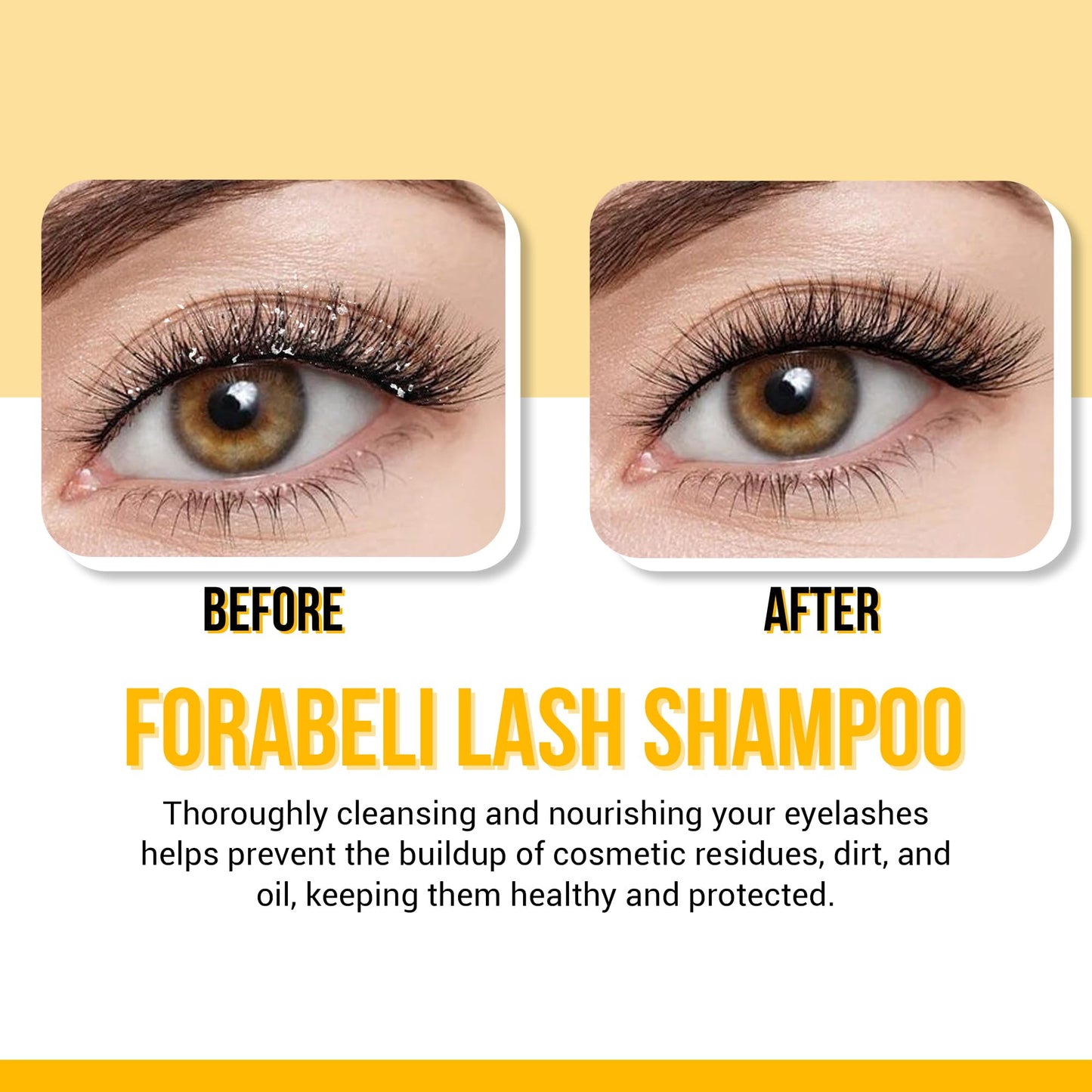 Forabeli Lash Shampoo and Pure Sensitive Lash Extension Glue Bundle - Gently Cleanses Lashes & Removes Makeup - No Fumes, Ideal for Sensitive Eyes - Complete Set for Long-Lasting Eyelash Extensions