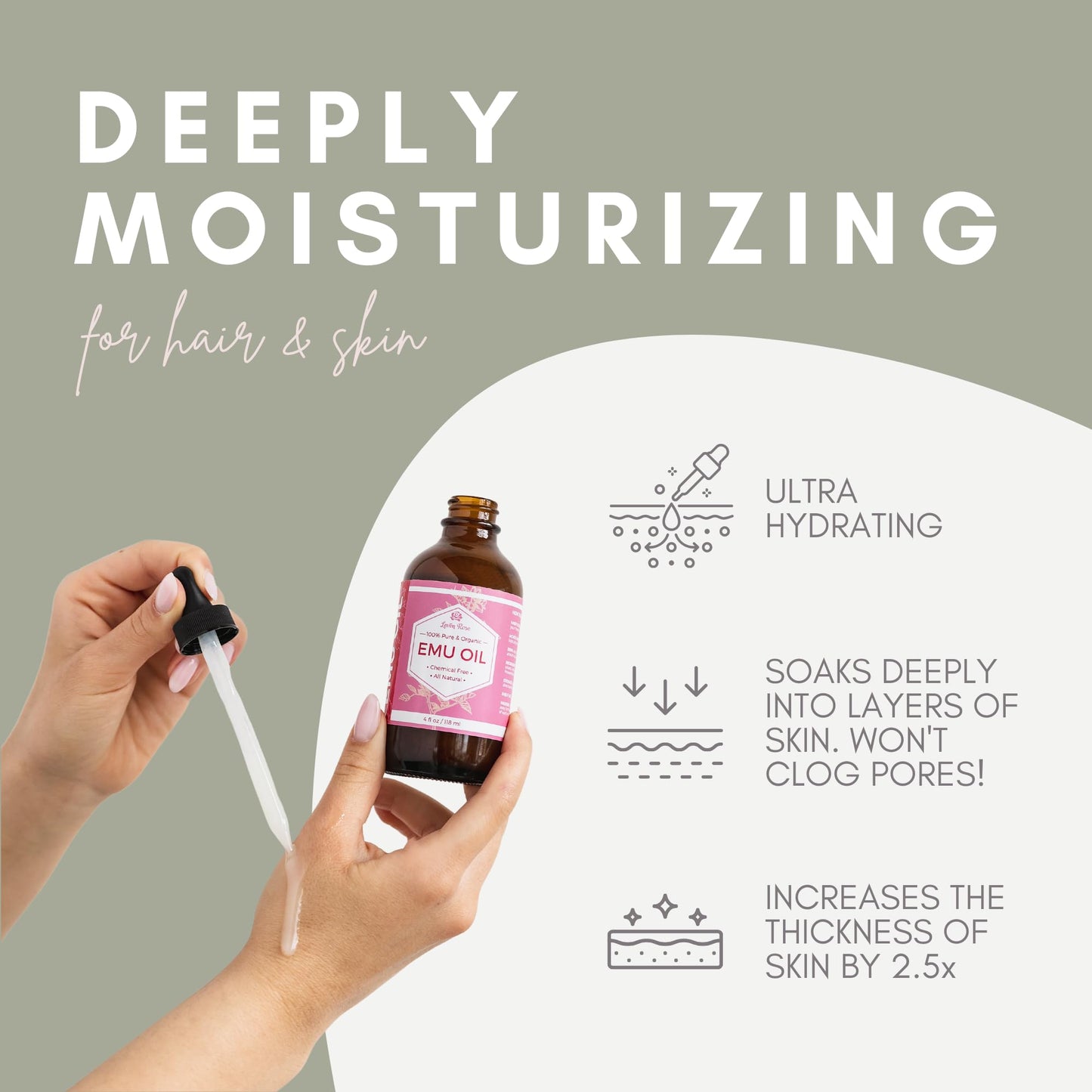 Leven Rose Emu Oil 32oz bulk, 100% Pure Natural Hair Strengthener Anti Aging Skin Moisturizer