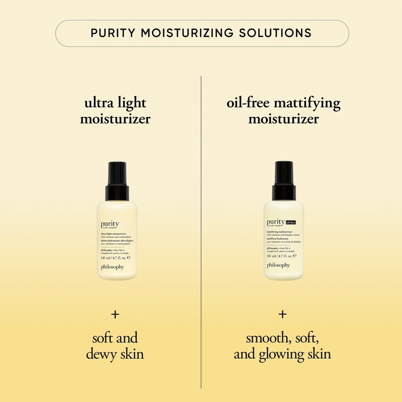 philosophy purity made simple oil-free mattifying moisturizer - with bamboo extract, green tea & vitamins C & E - nourishing formula delivers 24-hour hydration - 4.7 fl oz