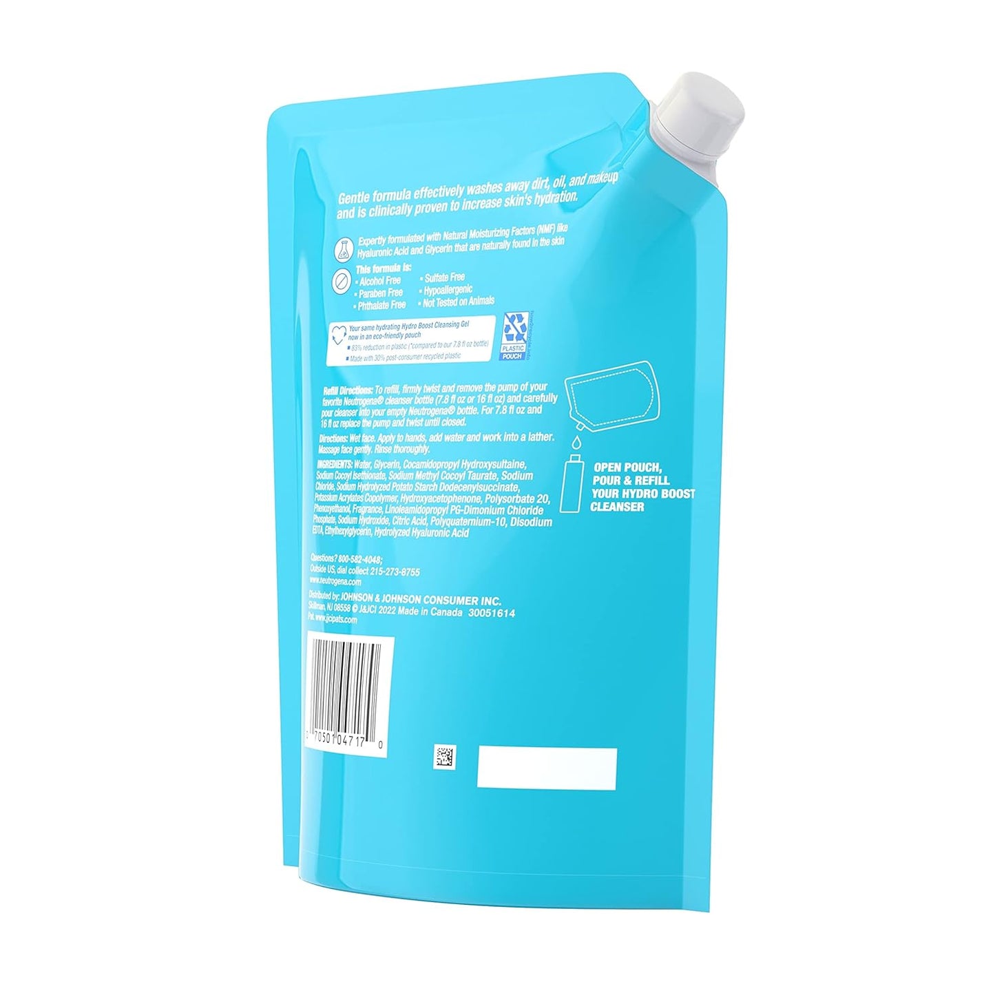 Neutrogena Hydro Boost Facial Cleansing Gel - Lightweight Hydrating Face Wash with Hyaluronic Acid | 16 fl. oz Refill Pouch