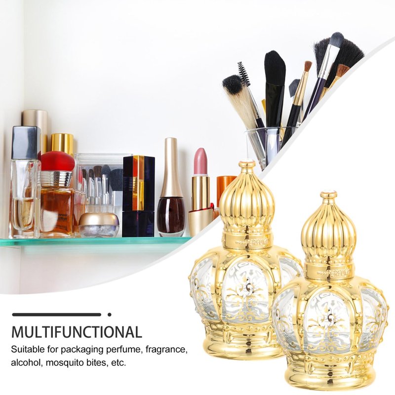Housoutil 10 pcs Refillable Sample On Container,Vintage Perfume Bottles Middle Eastern Style Glass Roll on Bottles for Essential oils,10ml