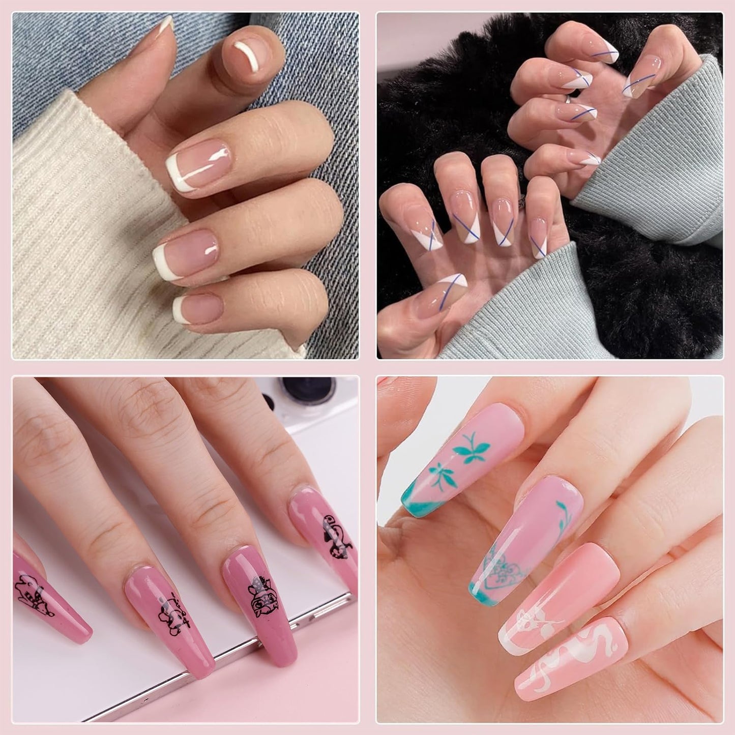 Biutee Nail Stamping Plates Set 10pcs Nail Stamper Kit 8pcs Nail Stamping Polish Gel with Stamper, Nail Art Plates Set for Women Girls DIY Salon & Home