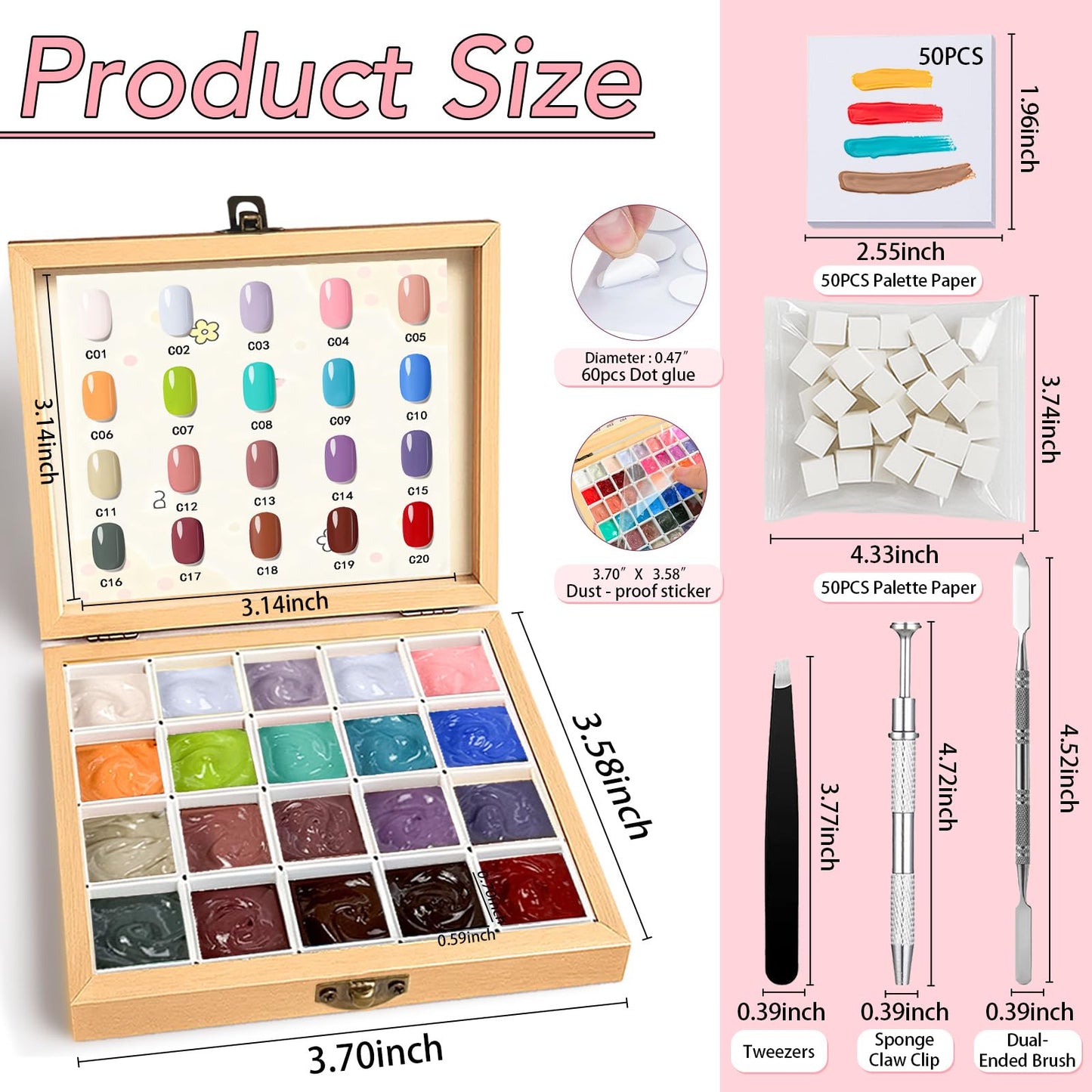 GZIXBDA 20 Colors Patting Gel Polish Palette & Tools Kit | No Wipe Ombre Sponge Nail Paint, Multi-Use Nail Art Gel for Beginner & Professional Nail Tech, Ideal DIY Manicure Gifts