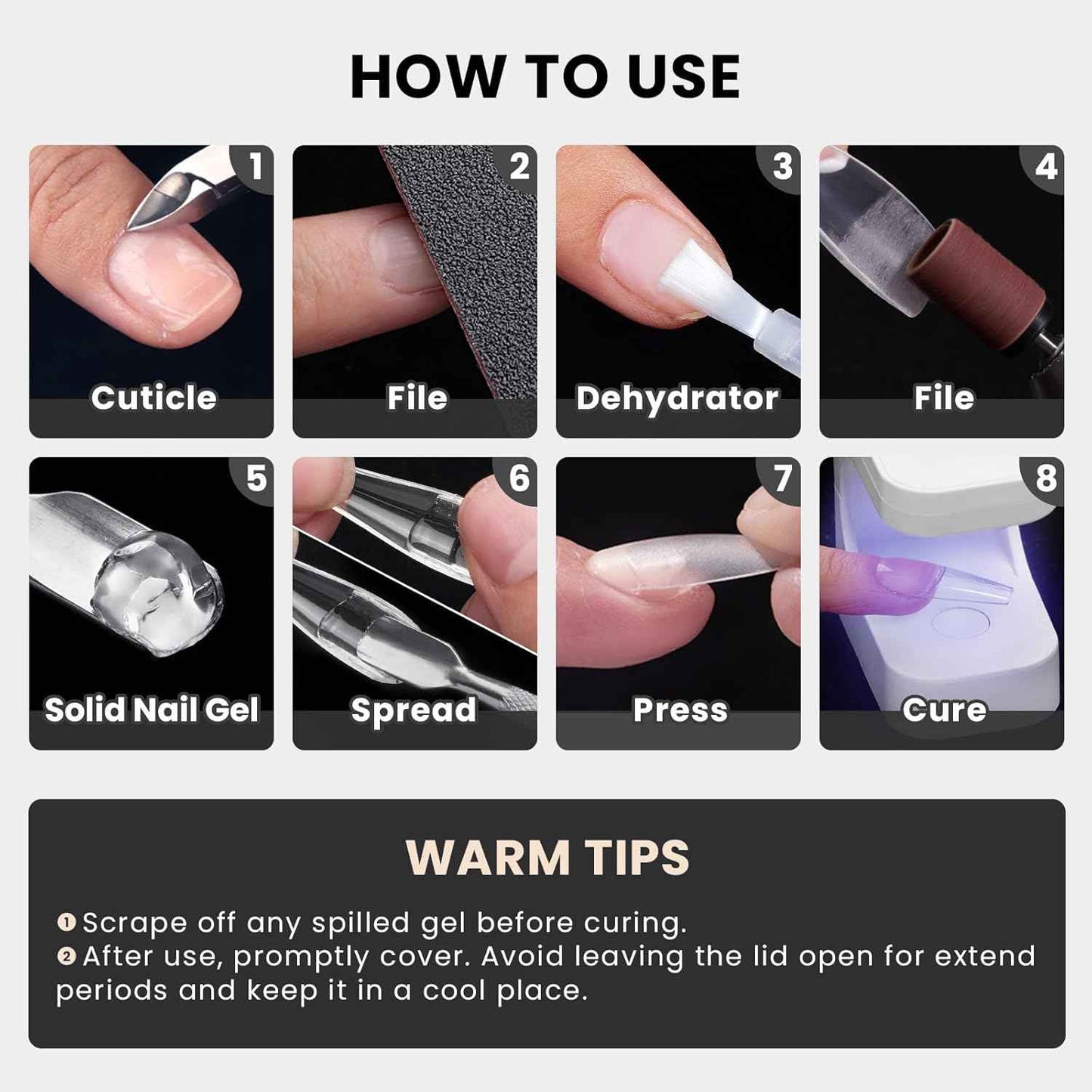 Brighter Pastel French Tip Press-On Nails Set | Gap-Filled Solid Nail Gel | Short Square Design