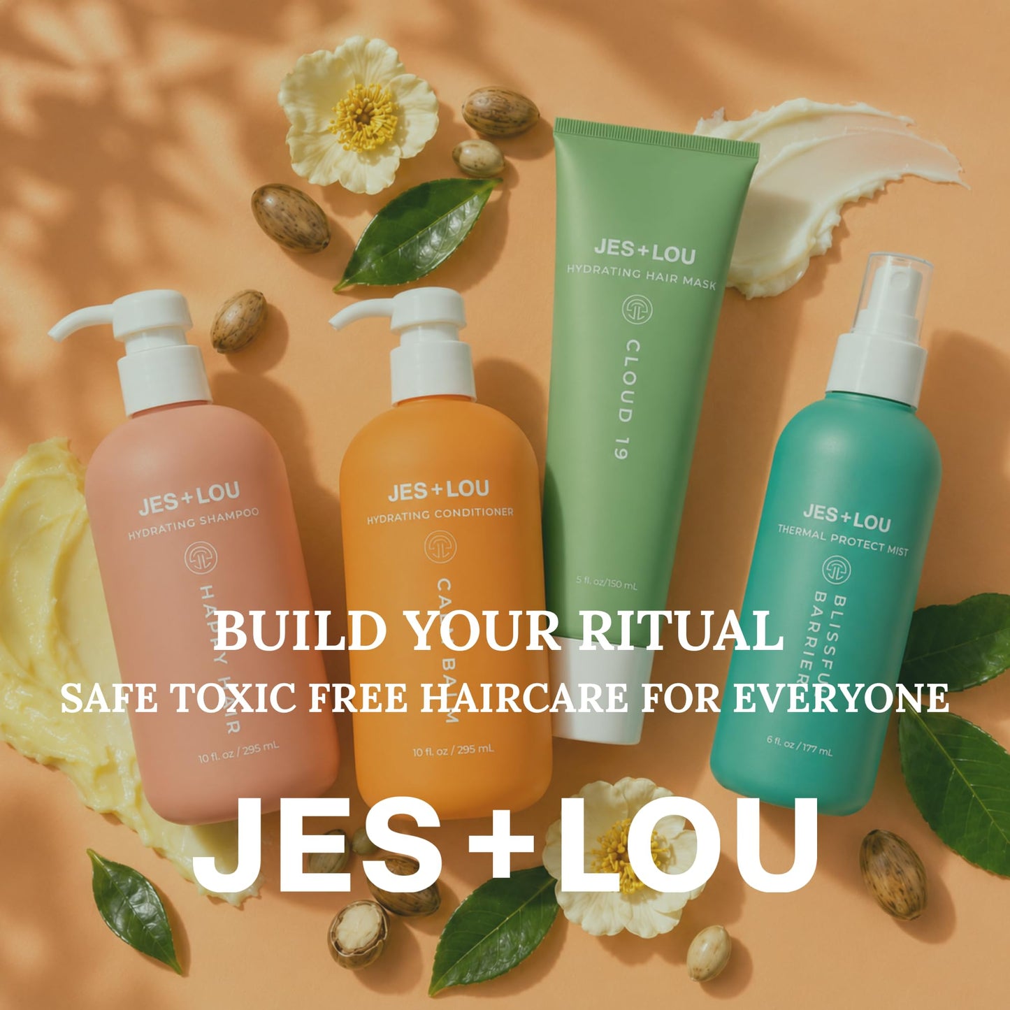 JES+LOU Sulfate Free Hydrating Shampoo with Natural Ingredients for Dry or Damaged Hair, Paraben Free Formula for Deep Moisture, Natural Shine, and Hair Repair, Vegan and Toxin Free (10 oz)