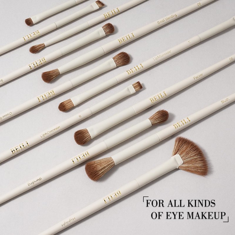 BEILI 15-Piece Makeup Brush Set, Premium Synthetic Bristles, Foundation Powder Contour Blush Concealer Eye & Blending Brushes, Elegant Full Face Collection