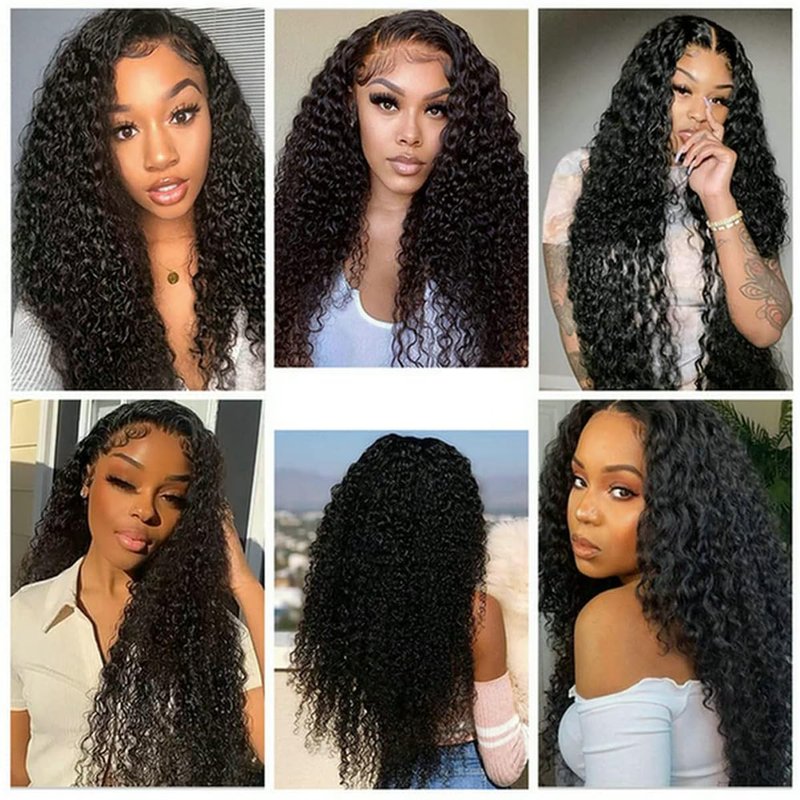 16 Inch 13x4 Lace Frontal Kinky Curly Human Hair 180% Density Unprocessed Deep Curly Virgin Hair 13x4 Ear to Ear Lace Closure Frontal Natural Color(13x4 Kinky Curly, 16 Inch)