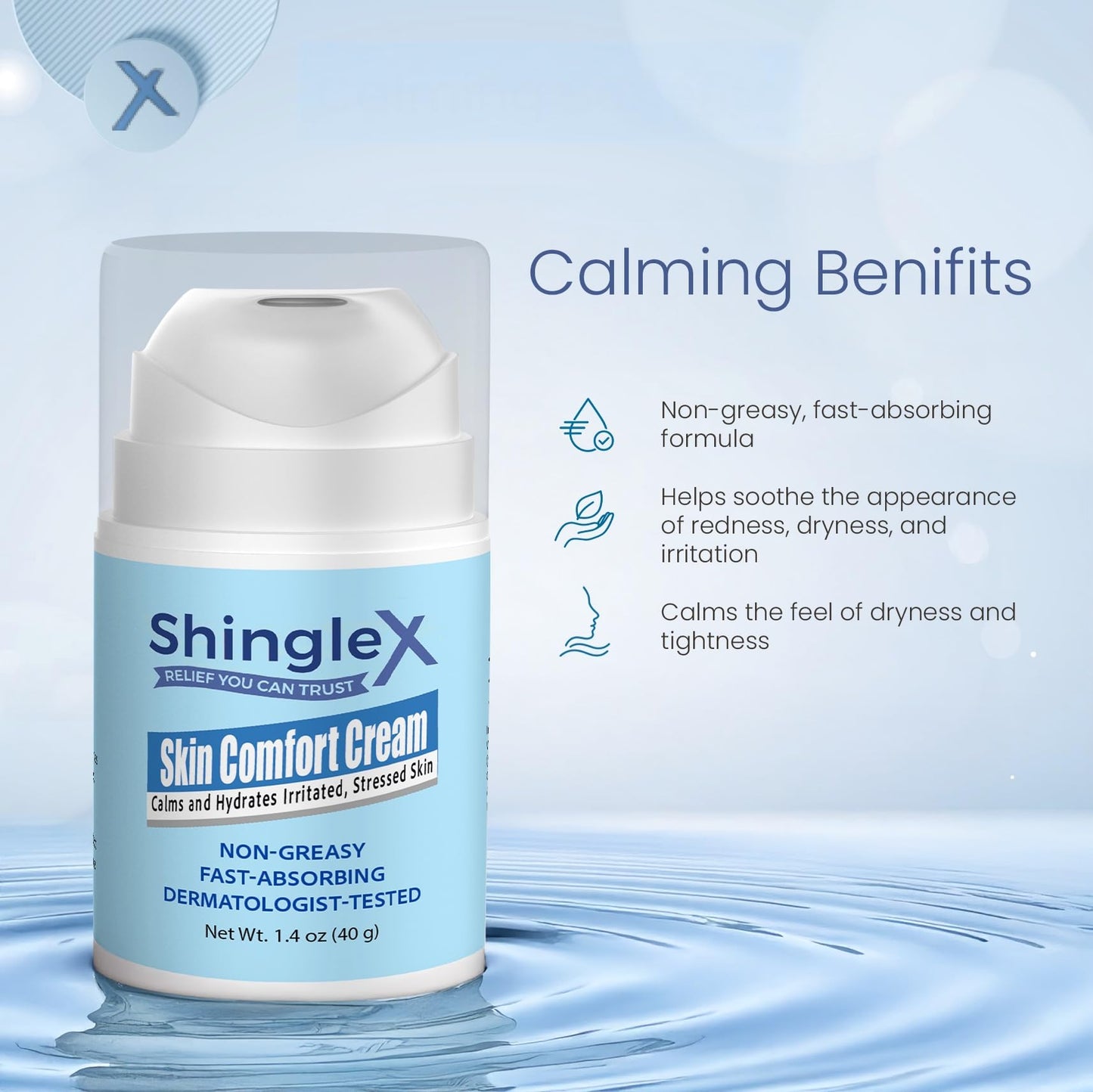 ShingleX Moisturizing Skin Cream with Colloidal Oatmeal & Safflower Seed Oil | Fast-Absorbing Daily Face & Body Moisturizer for Dry, Sensitive Skin | Fragrance Free | 1.4 oz