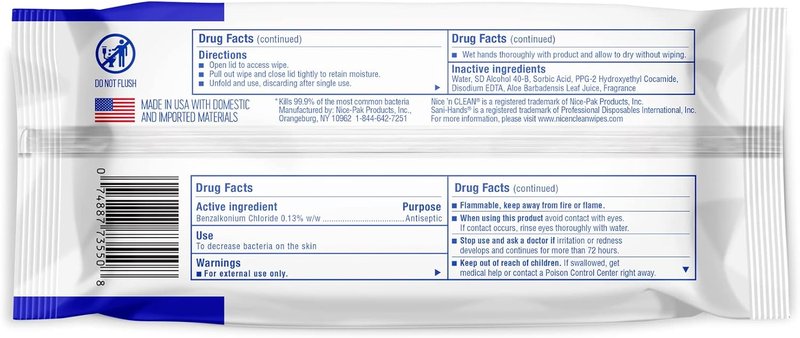 Sensitive Skin Wet Hand Wipes - Aloe Infused Hypoallergenic | 90 Count (8-Pack)