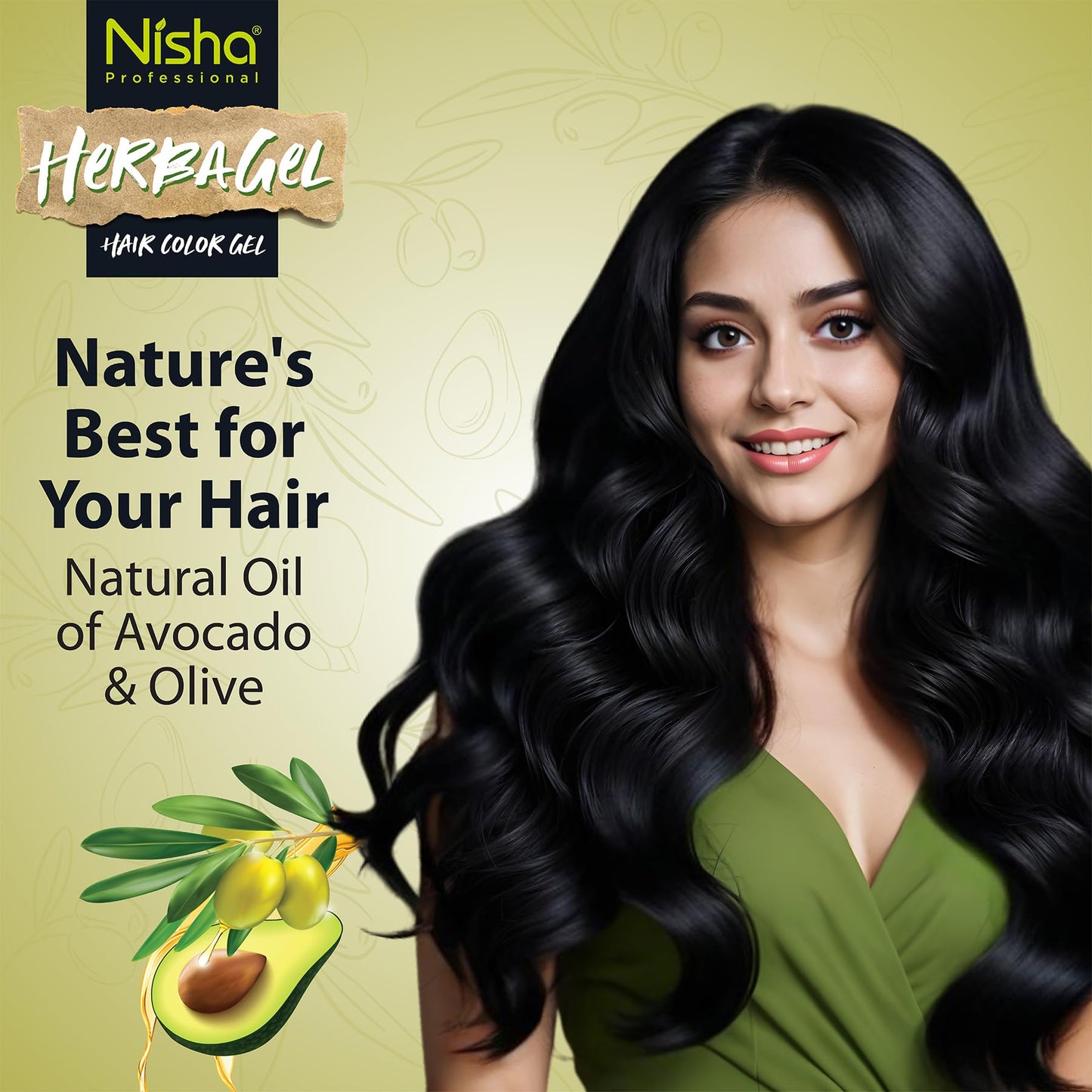 Nisha Herba Gel Hair Colour Gel, Original Black 100ml + 100ml | No Ammonia, No Stain, Non-Drip Vegan Formula | Permanent Hair Colour & Hair Dye | 100% Grey Coverage & Long-Lasting Shine