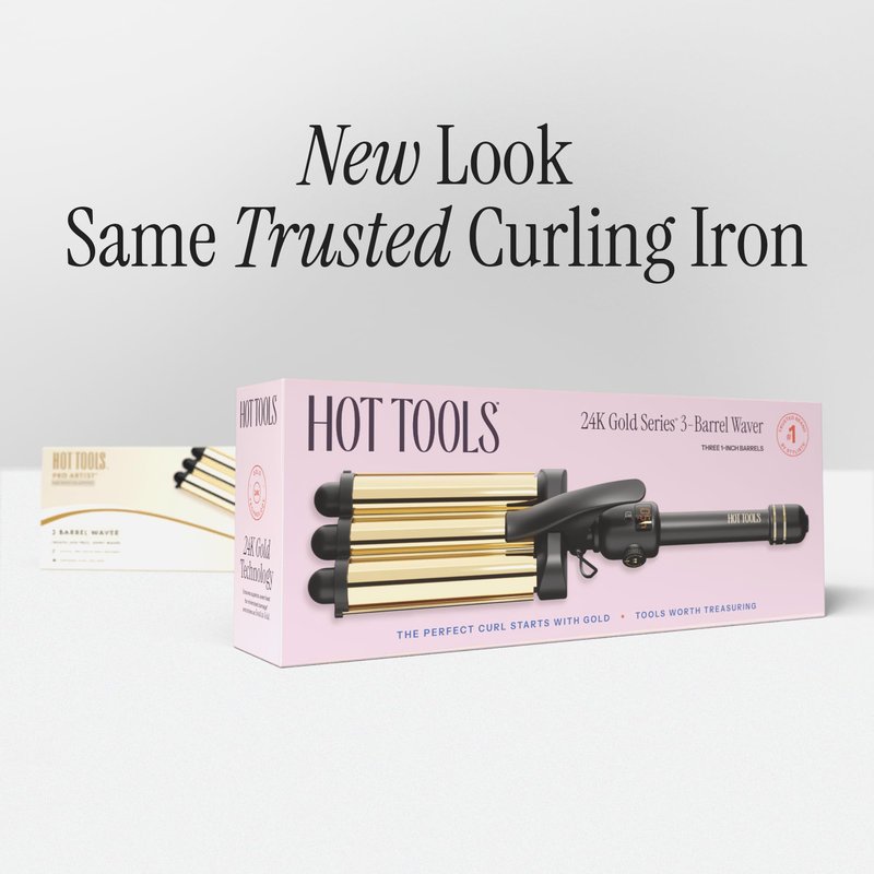 Hot Tools Pro Artist 24K Gold Digital 3 Barrel Hair Waver | Long Lasting Defined Waves (Jumbo Size)