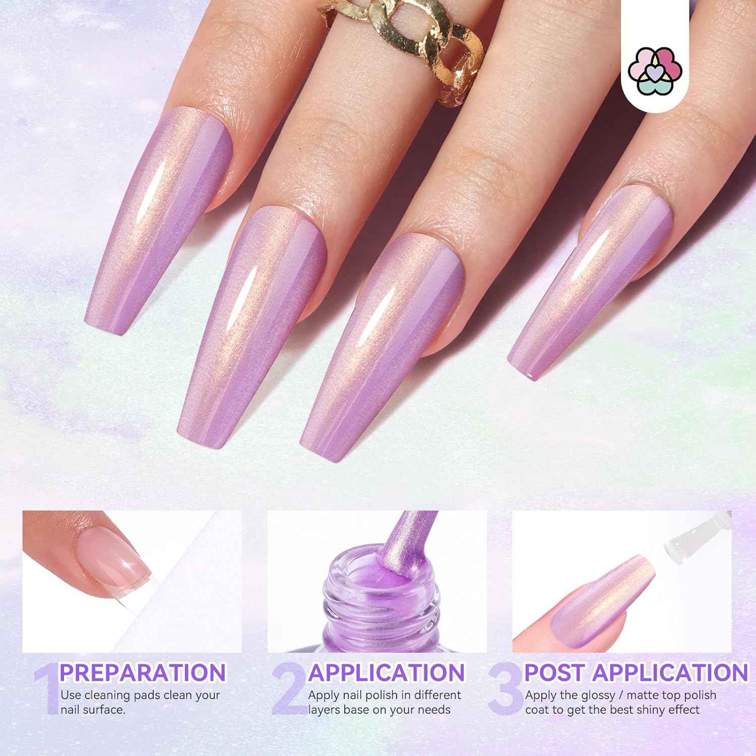 Aurora Nail Polish Kit - 12 Colors + 2-in-1 Base & Top Coat for Nail Art