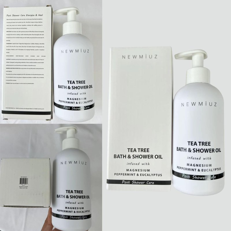 New Miuz Magnesium inShower Body Conditioner Soft Skin Post Shower Care Moisturizer for Body Legs Bath Oil Sore Muscles Recovery Peppermint Eucalyptus Tea Tree Spa Gift