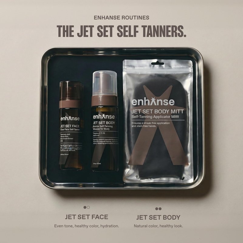 ENHANSE Jet Set Face Clear Self Tanner Spray for Men, Hyaluronic Acid, Hydrating Watermelon Extract, Mess & Streak Free, Anti Orange Tanning Water, 3.4 Fl Oz