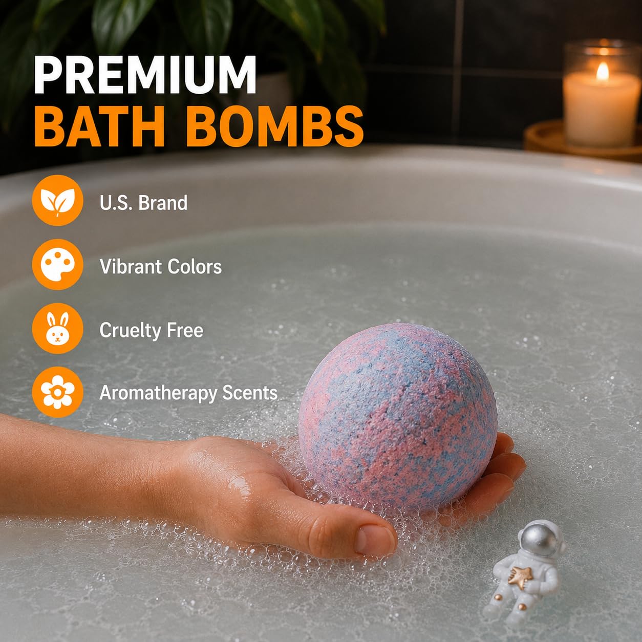 EvolutionUSA 6 Space Bath Bombs for Boys & Girls - Planet Bath Bombs Toy Inside, Organic Childrens Bathbomb Set, Cosmic Bath Fizzers, Kid Bath Bomb Gift for Valentines, Birthday, Christmas, Easter