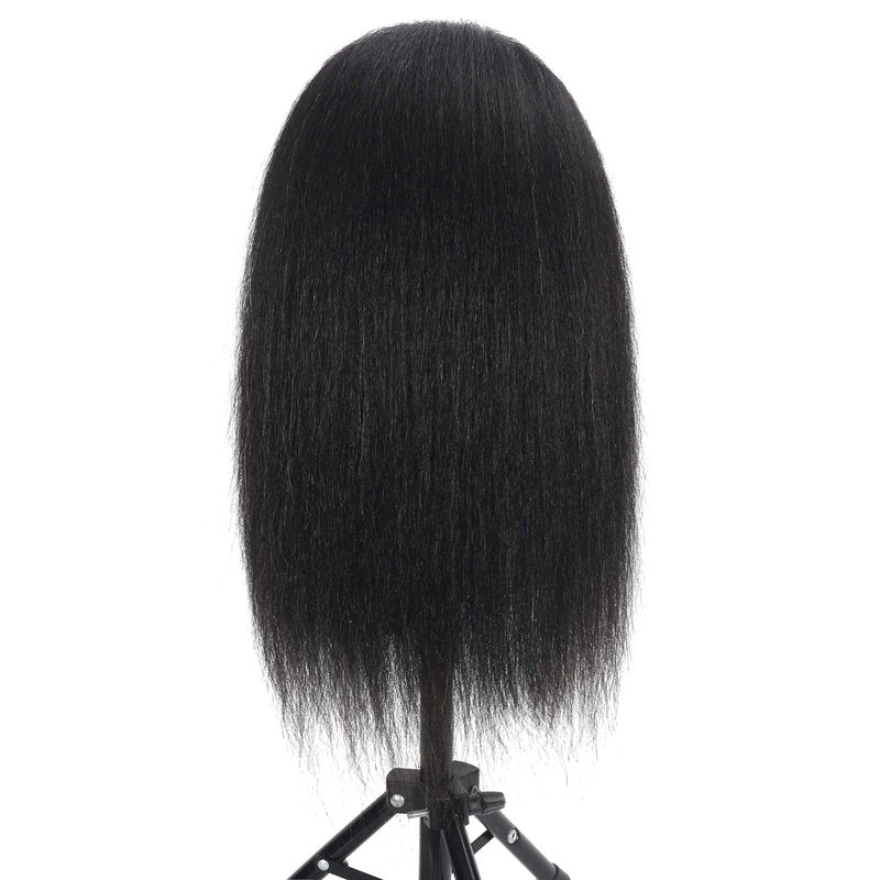 Mannequin Head Human Hair with 100% Real Hair Cosmetology Mannequin Doll Head for Hairdresser Practice Braiding Hairstyling with Free Table Clamp Stand (17 Inch)