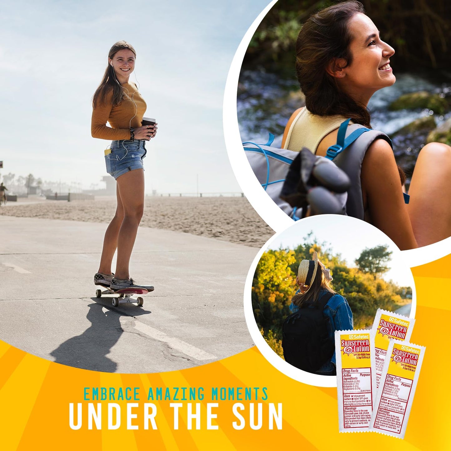 Sunscreen Lotion, SPF30 Protection and PABA Free, Mini Sunscreen Bulk, Individual Sunscreen Packets (Pack of 100) – Travel Size Sun Screen for Outdoors, Bundled with reclosable Homesphere bag (100)