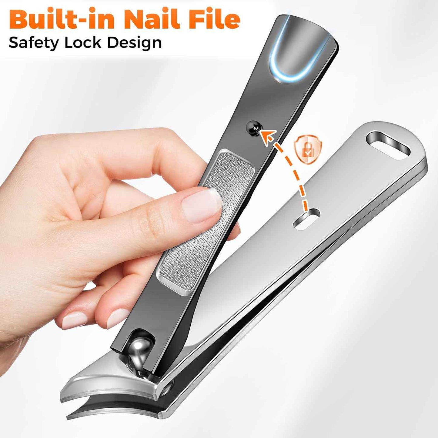 Thick Toenail Clippers for Men & Seniors - Wide Opening Ingrown Nail Cutter with Catcher