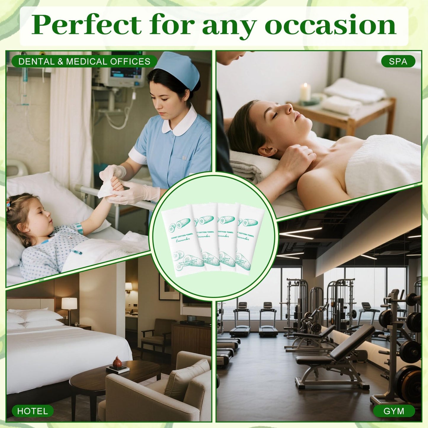 Moist Cotton Towel Bulk Moist Towelettes Individually Wrapped,White Towel Services,Refreshment Pre Moistened Towels for Dentist Travel Sport Party Hotel 50,Lemon
