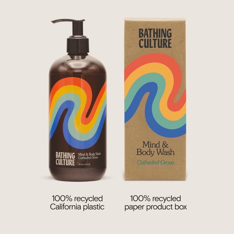 Bathing Culture Organic Body Wash for Women and Men, Natural Shower Gel, Biodegradable, Sustainable, Vegan Personal Care, 16 fl oz Plastic Bottle, Cathedral Grove Scent